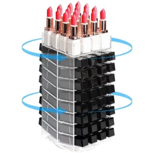 360 Rotating Lipstick Clear Acrylic Display Rack Organizer Stand Lazy Susan Makeup Cosmetics Storage Case Box Carousel Stunning Shelf With 80 Compartments