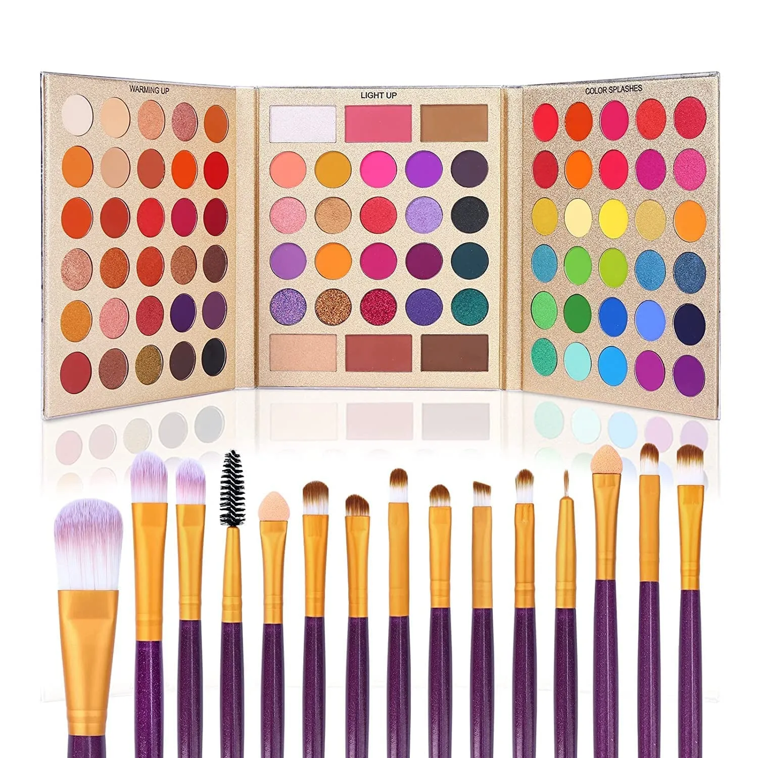 86-Color Eyeshadow Palette & 15-Piece Brush Set - Matte, Shimmer & Glitter Makeup Kit