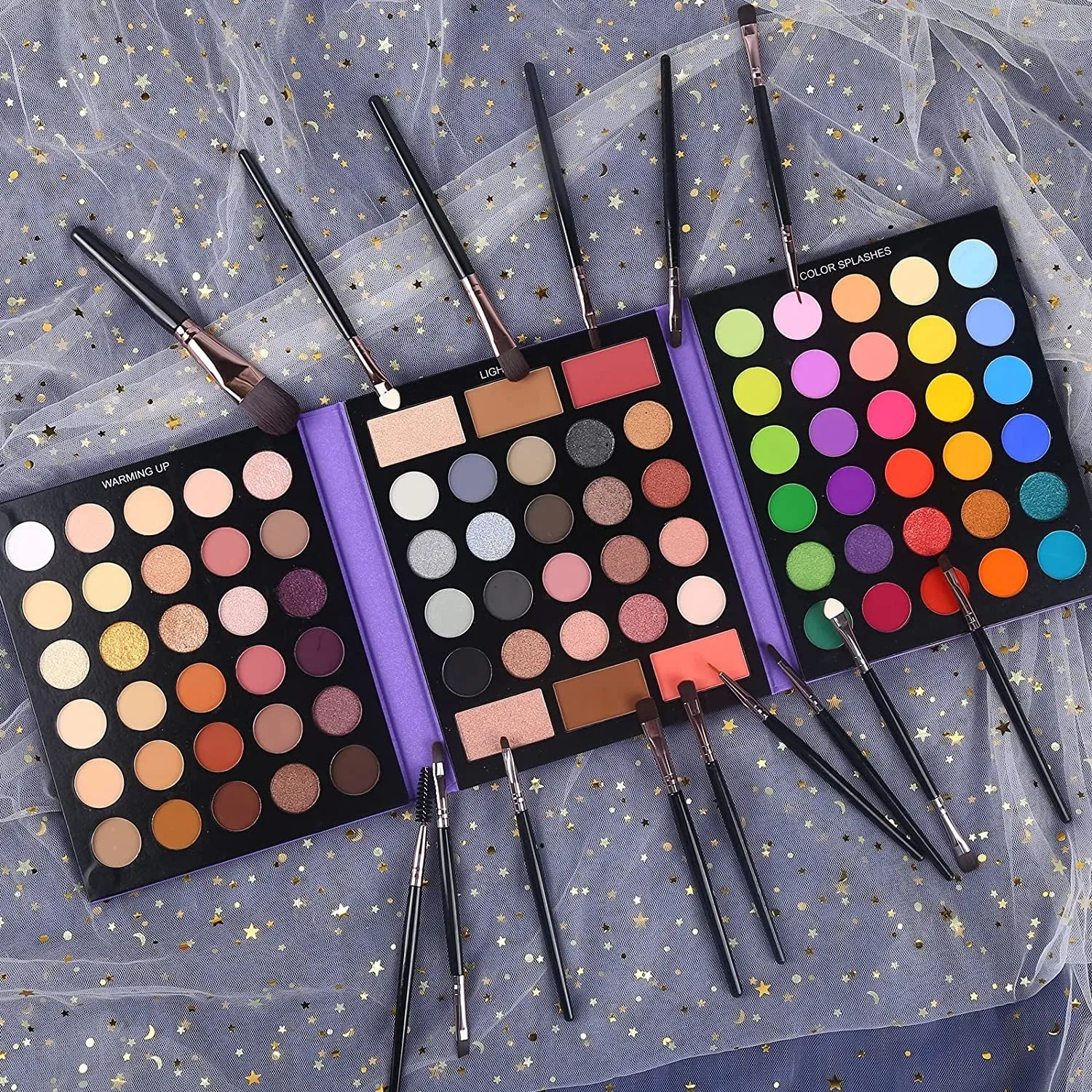 86-Color Eyeshadow Palette & 15-Piece Brush Set - Matte, Shimmer & Glitter Makeup Kit