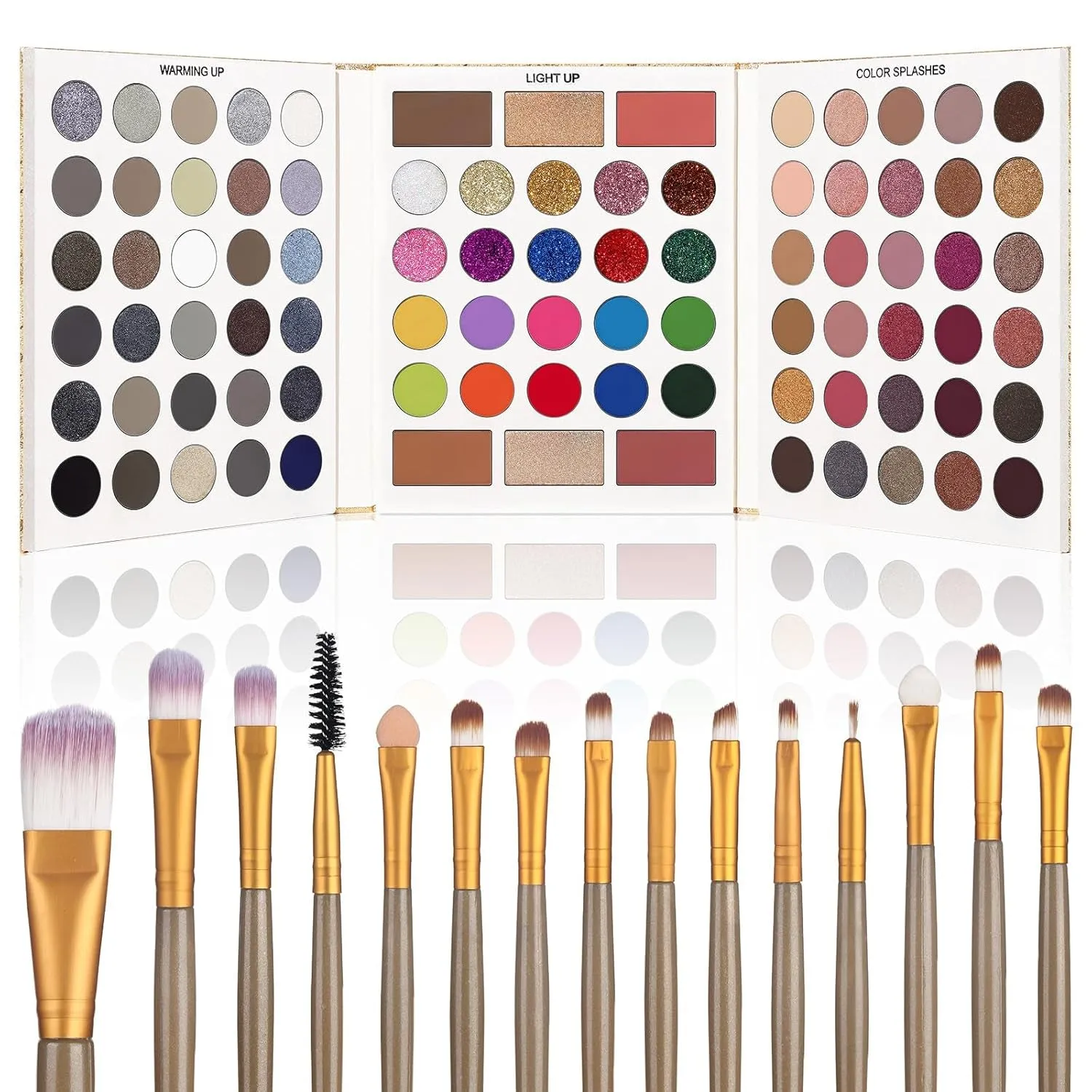 86-Color Eyeshadow Palette & 15-Piece Brush Set - Matte, Shimmer & Glitter Makeup Kit