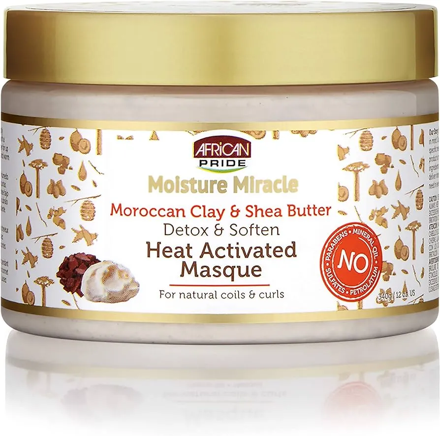 African Pride Moisture Moroccan Clay & Shea Butter Heat Activated Masque 340g