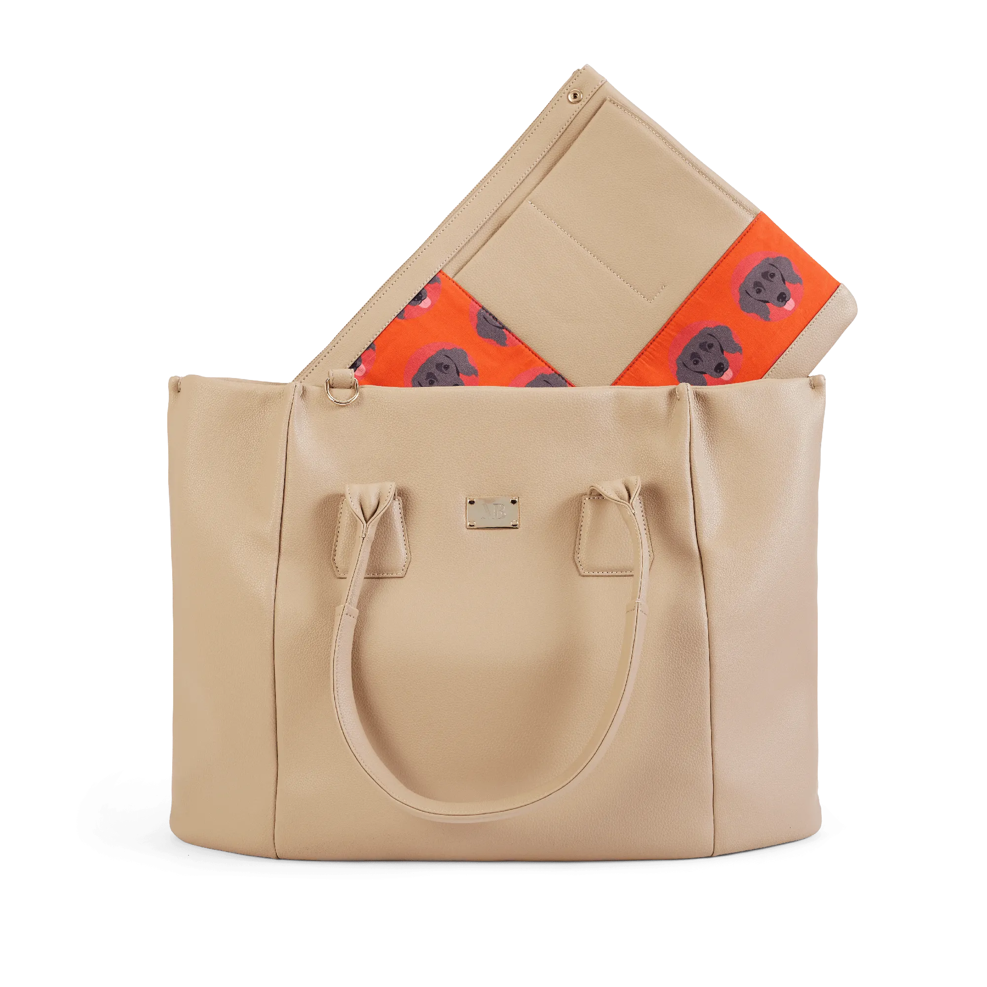 Angel Extra Large Vegan Leather Shopper Bag | Beige