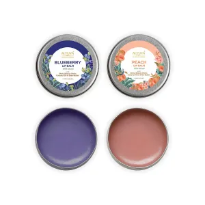 Combo of Ghee Enriched 100% Natural Blueberry & Peach Lip Balms, 7gms Each