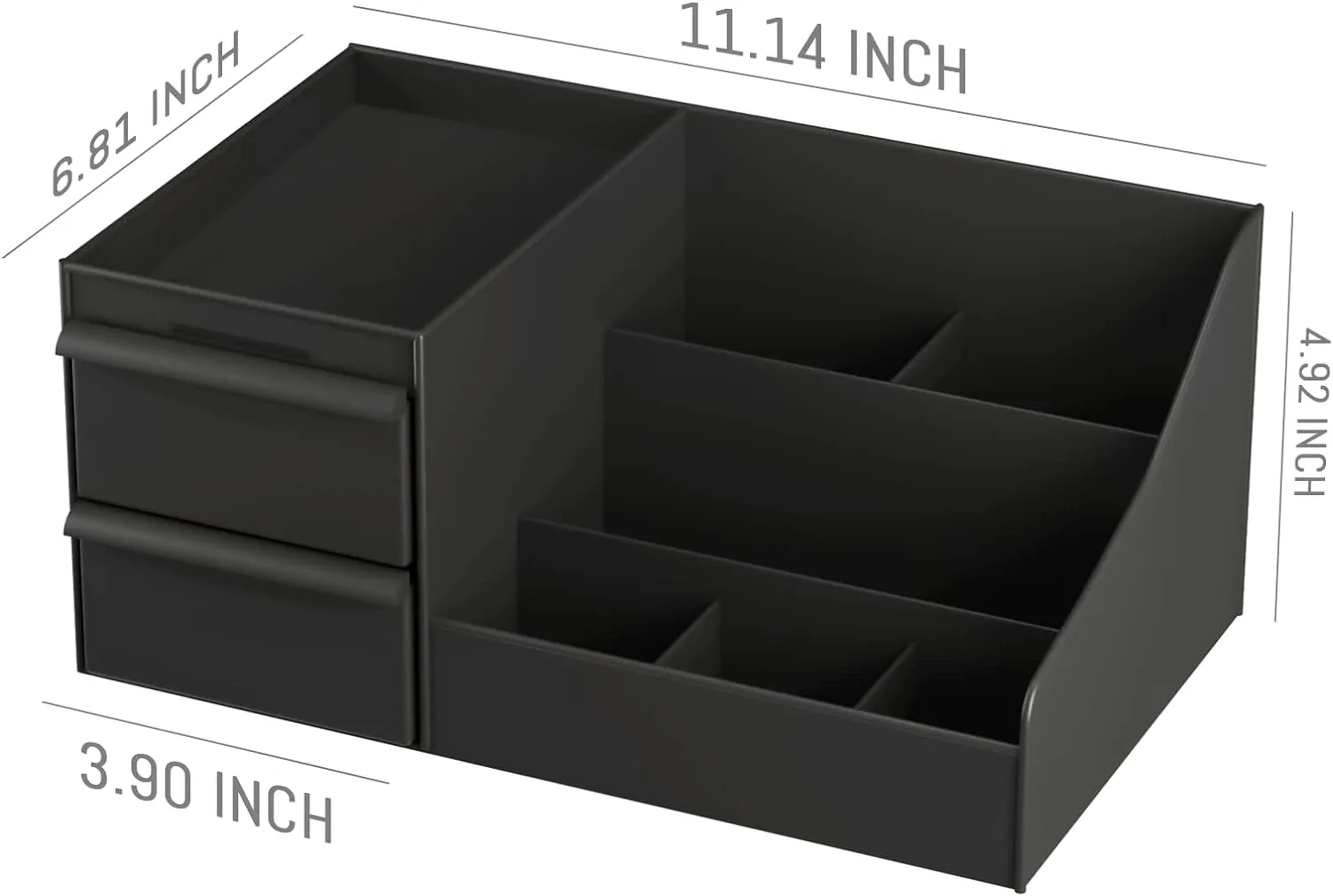 Cosmetic Organizer Box Drawers Storage Plastic Stationary Box | Make Up Organiser For Women (Black)