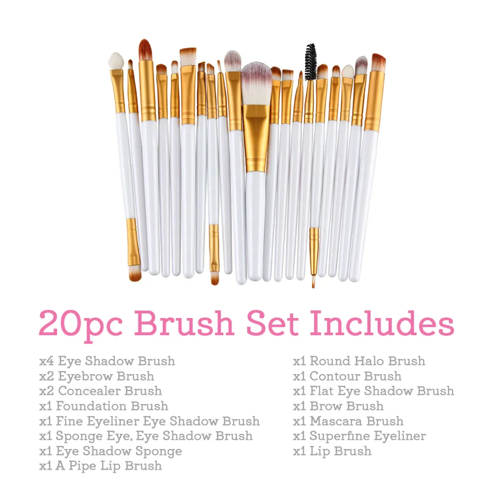 Glamza 20pc Eye Makeup Brush Set & Butterfly Palette