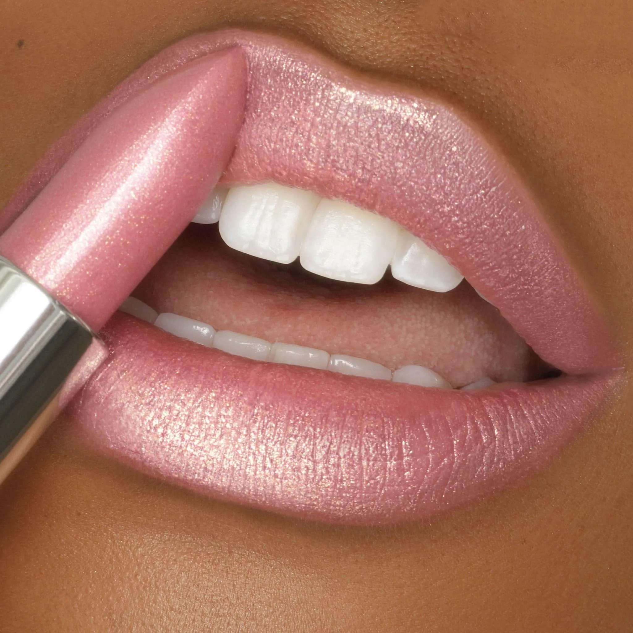 Go See Crème | A Sheer Pale Pink with Gold and Rose Shimmer Lipstick