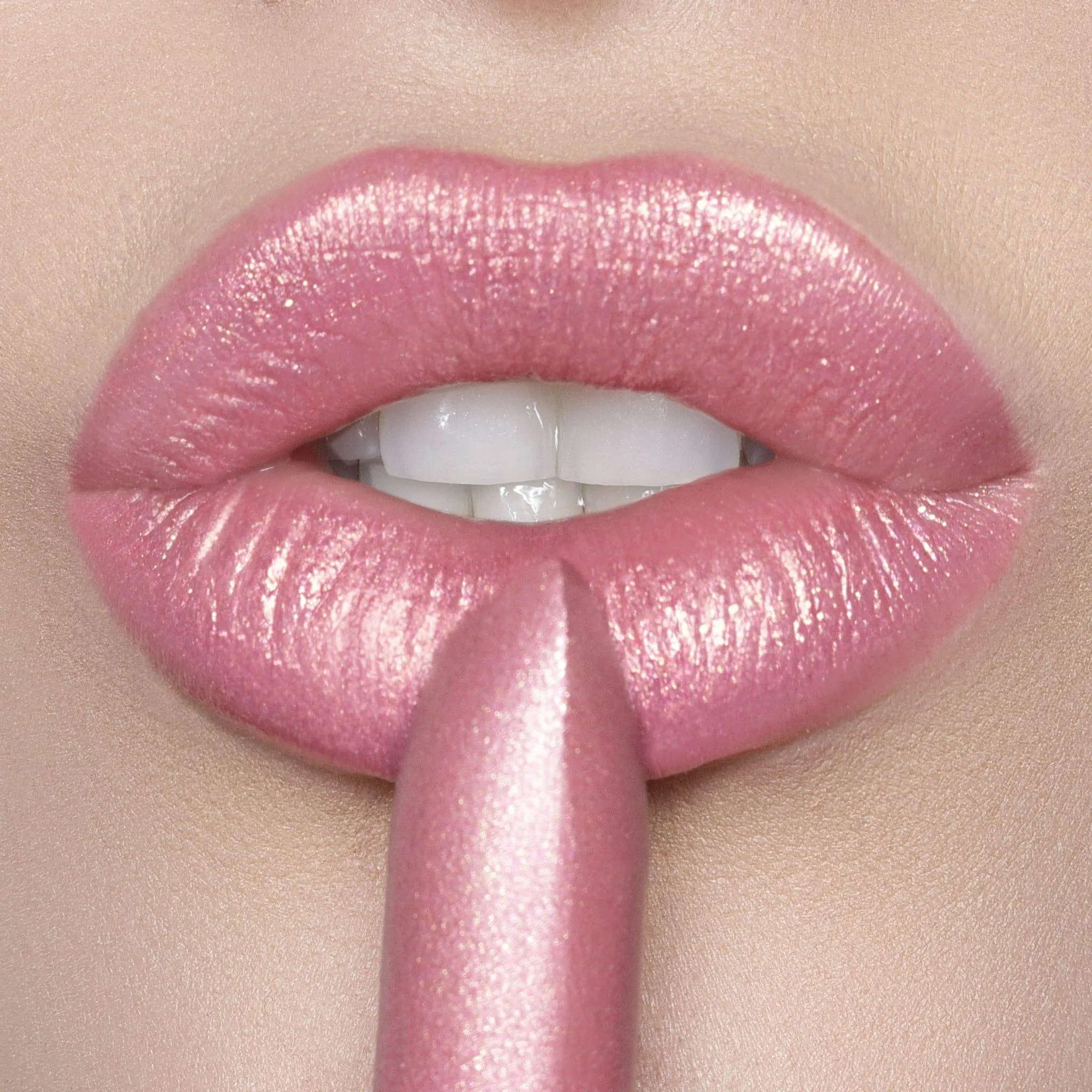 Go See Crème | A Sheer Pale Pink with Gold and Rose Shimmer Lipstick