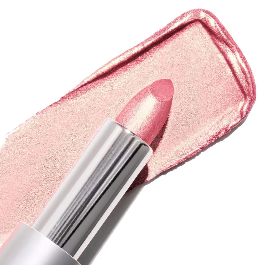 Go See Crème | A Sheer Pale Pink with Gold and Rose Shimmer Lipstick