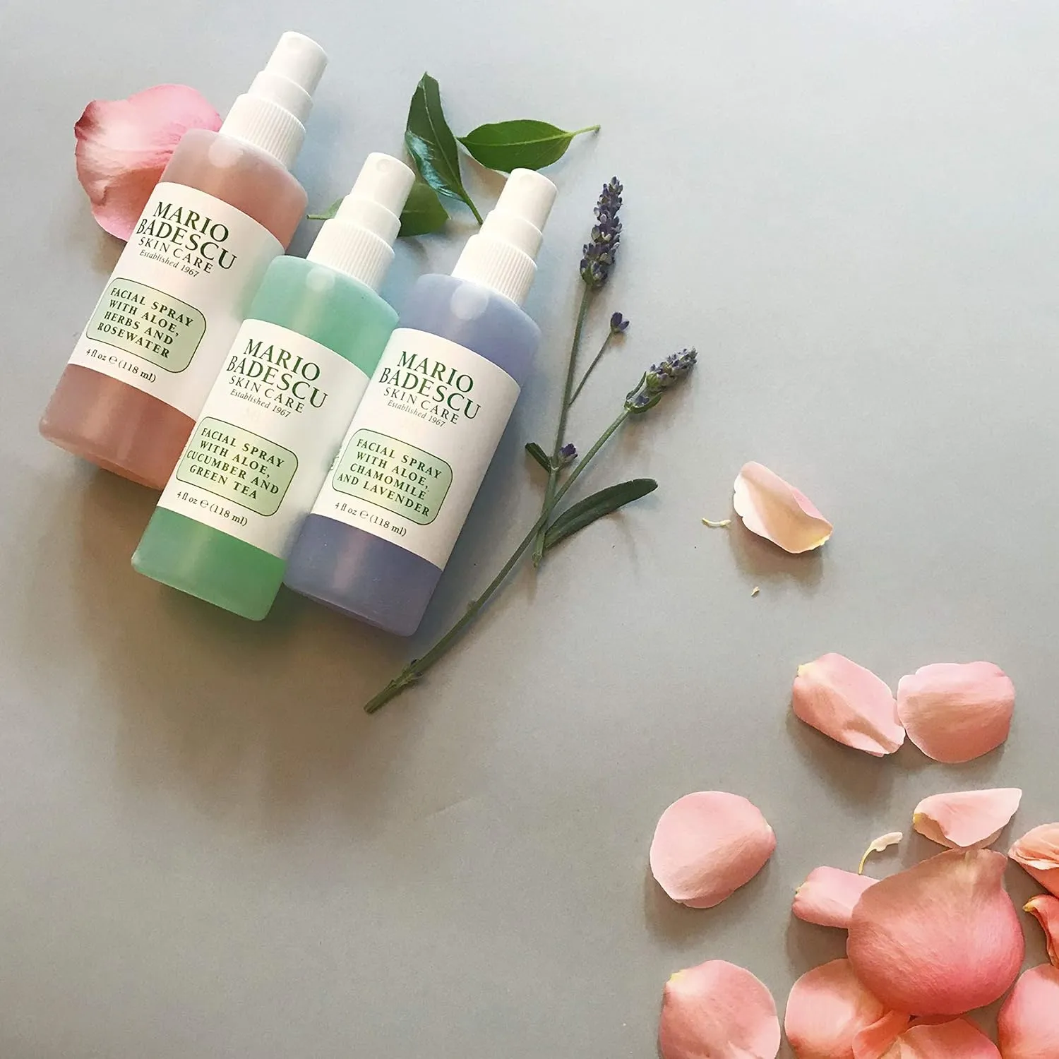 Mario Badescu Facial Spray Collection with Rose Water, Cucumber, Lavender and Orange Blossom, Multi-Purpose Cooling and Hydrating Face Mist for All Skin Types, Dewy Finish