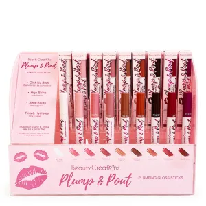 Plum & Pout Plumping Lip Gloss Stick 54PC Display Set   9 Free Testers (1 unit)