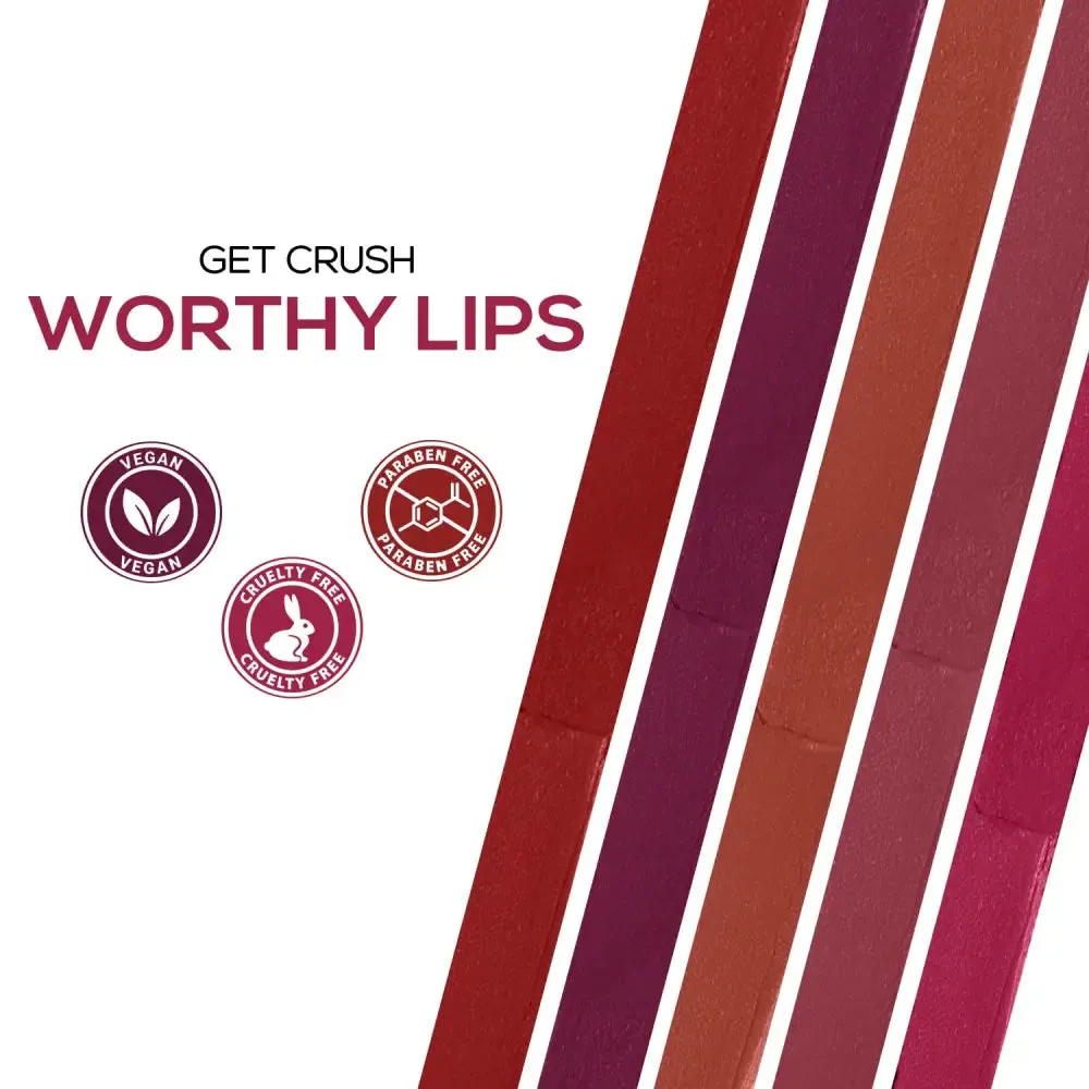 RENEE Crush Glossy Lipstick Fresca 4gm, Non-drying, Highly Pigmented, Intense Moisturizing, Soft Texture, Lightweight, One Swipe Formula | Enriched With Jojoba Oil, Cocoa & Shea Butter